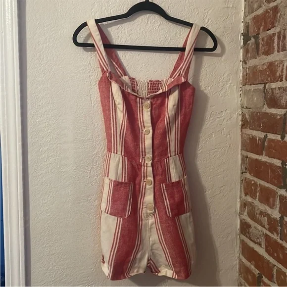 Reformation Linen Stripe Coconut Romper 10 EUC - Picture 9 of 9